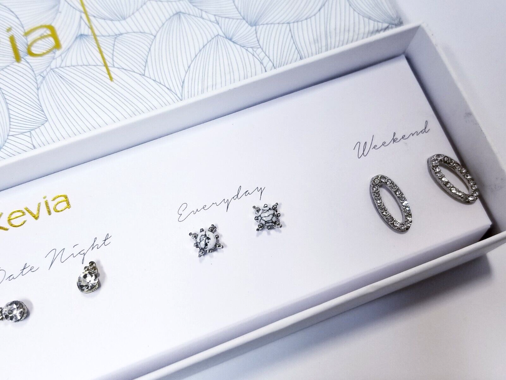 Kevia Five Piece Earring Set - White