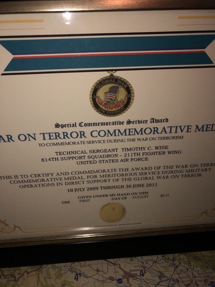 SCSA - WAR ON TERROR COMMEMORATIVE MEDAL CERTIFICATE ~ Type 1