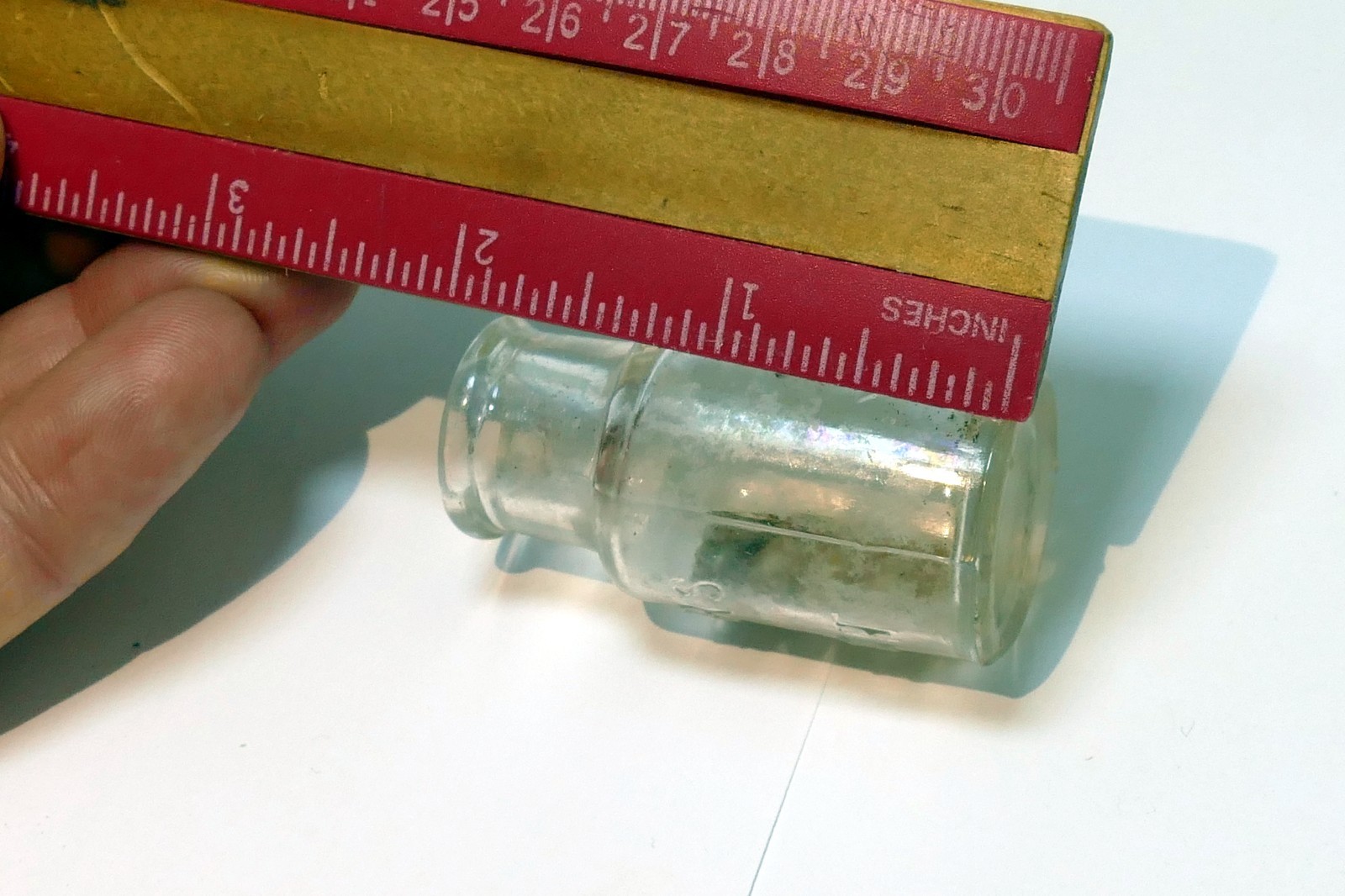 Sample Size Embossed Majors Cement Bottle New York rattlesnake oil 1890's