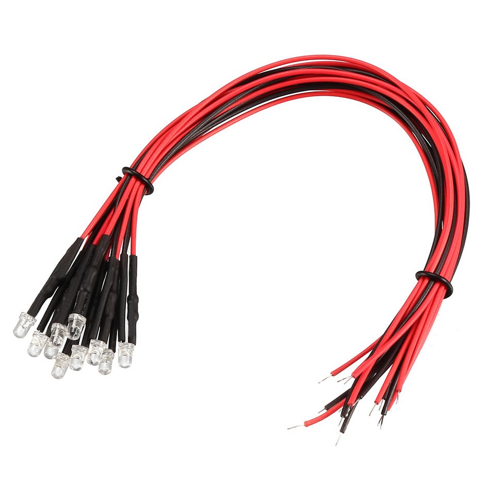 35 Pcs 3mm Pre-Wired Diffused LED Diodes Light(Mixed Colour, 20mA, DC 3-5V)