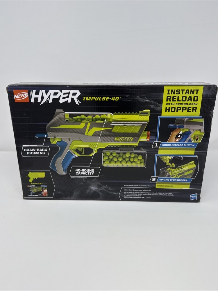 Nerf Hyper Impulse-40 Blaster w/30 Rounds - Spring Open Hopper - New In Box!