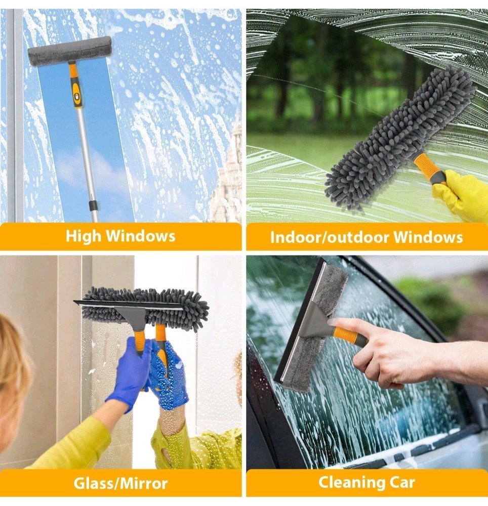 62" Professional Window Cleaning Kit With Squeegee, Mop and Duster.