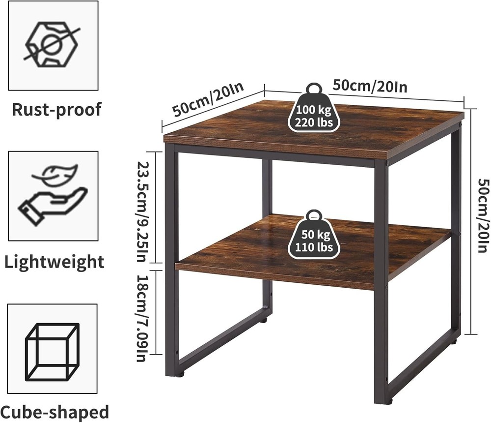 Small Table Stand 20 Inch Multi-Functional Side & Printer Accent Table W/