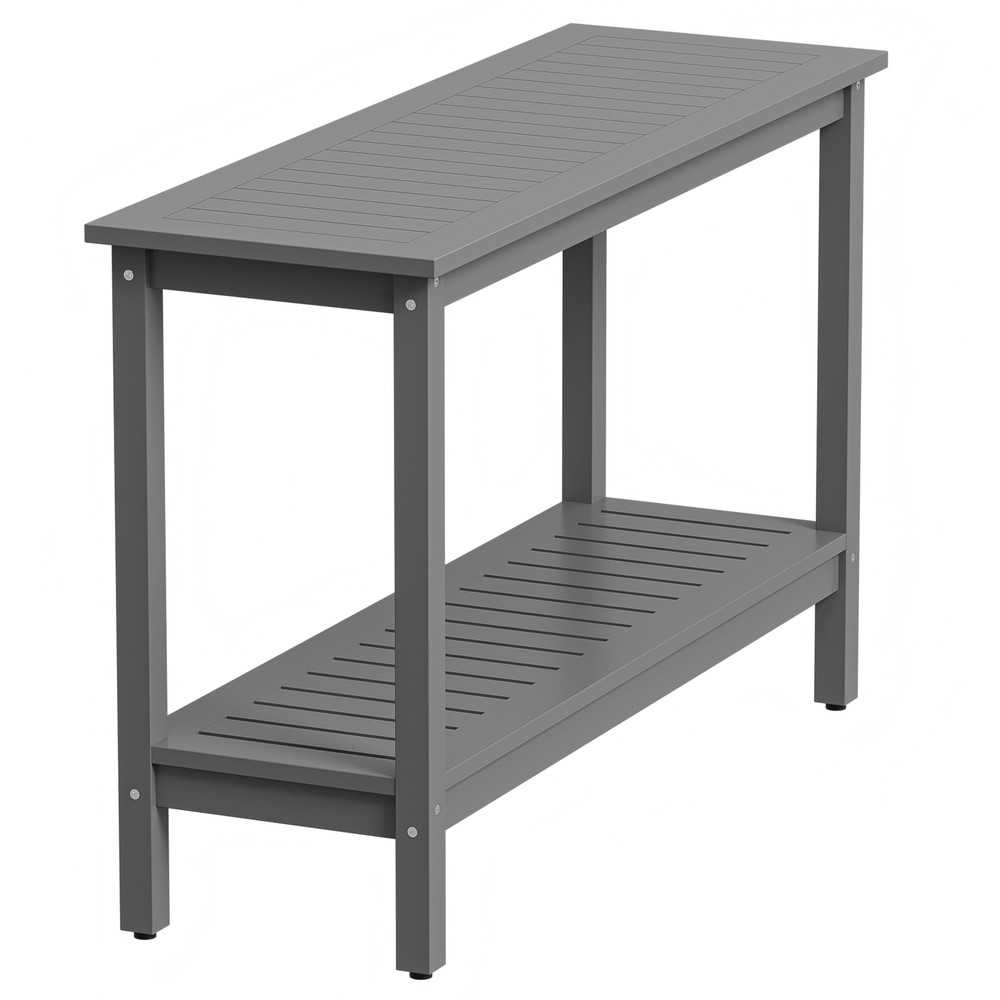 Console Table 48" Patio Side Accent Table Multifunctional with Foot Sliders Grey