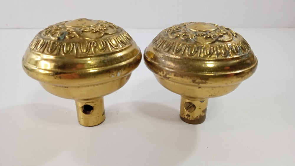 Two Brass Victorian Style Ornate Door Knobs doorknob