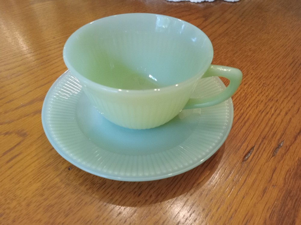 Jadeite Jane Ray Cup And Saucer