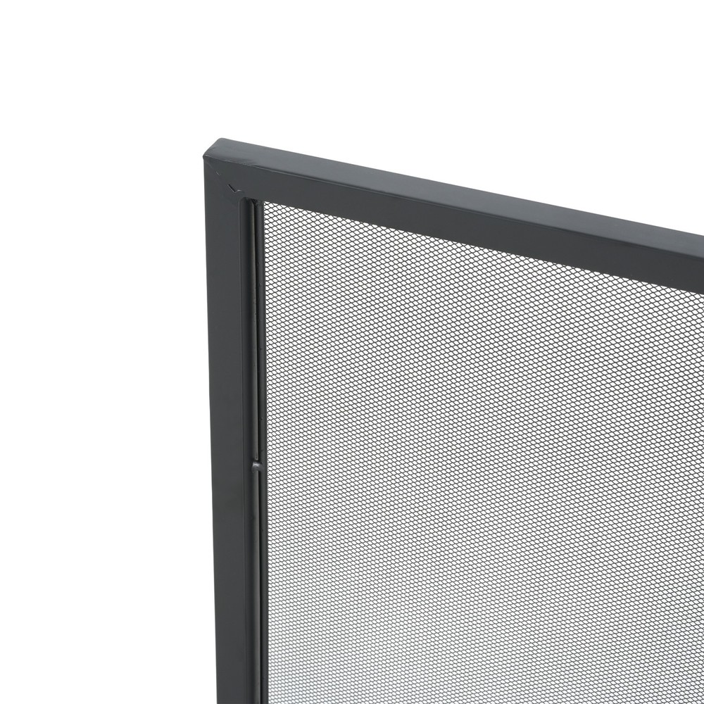 1-Panel Black Iron Fireplace Screen 38x30 Inch