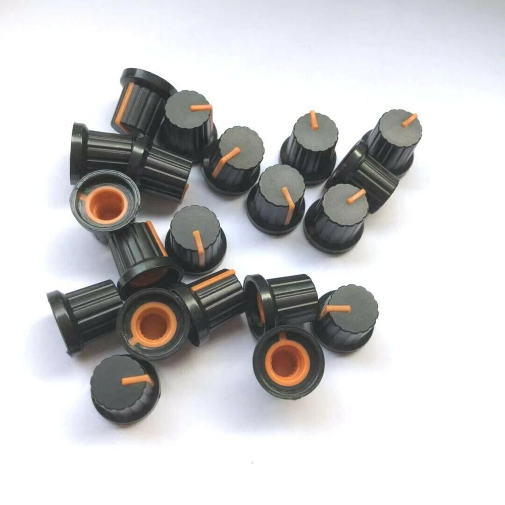 20Pcs 6mm Shaft Hole Plastic Threaded Knurled Potentiometer Knobs Cap KIT 15*15