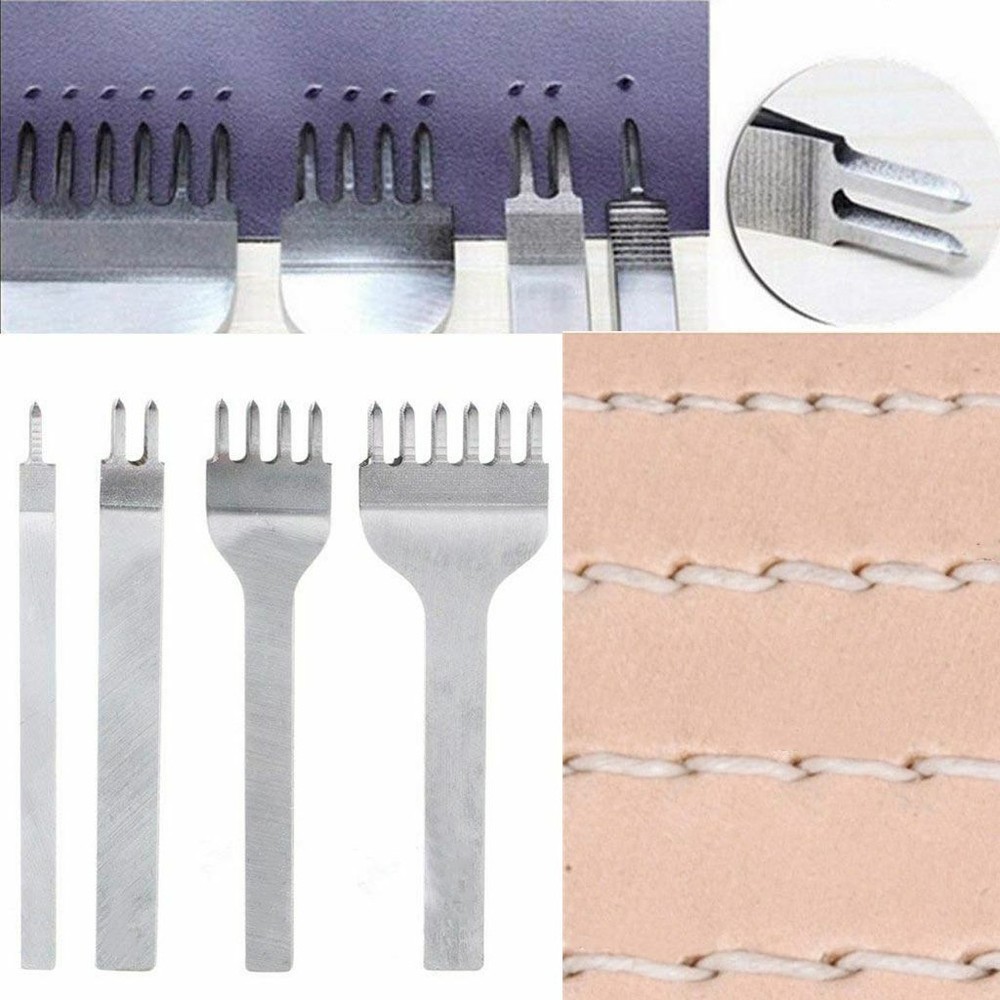Leather Craft Punch Tools Kit Stitching Carving Working Sewing Saddle Groover
