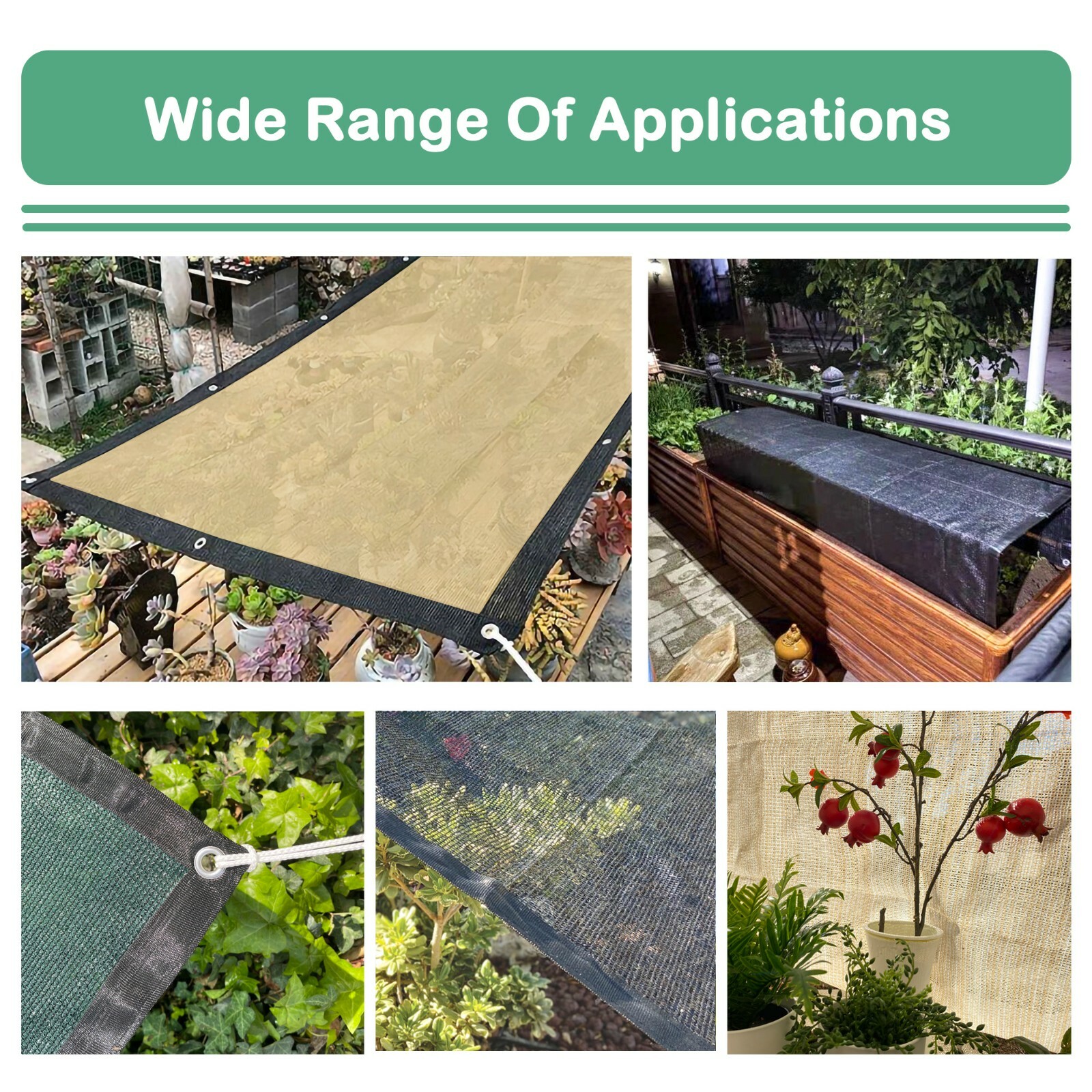 40% UV Block Shade Cloth w/ Grommet Sun Blackout for Plant Cover Greenhouse Barn