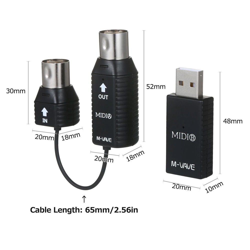 M-VAVE Mini Wireless Transmission System MIDI Bluetooth Adapter USB Plug Play