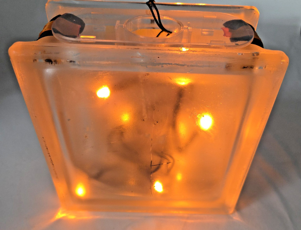 KISS Lighted Glass Block Orange 6 x 6 x 3 Classic Rock Custom Made