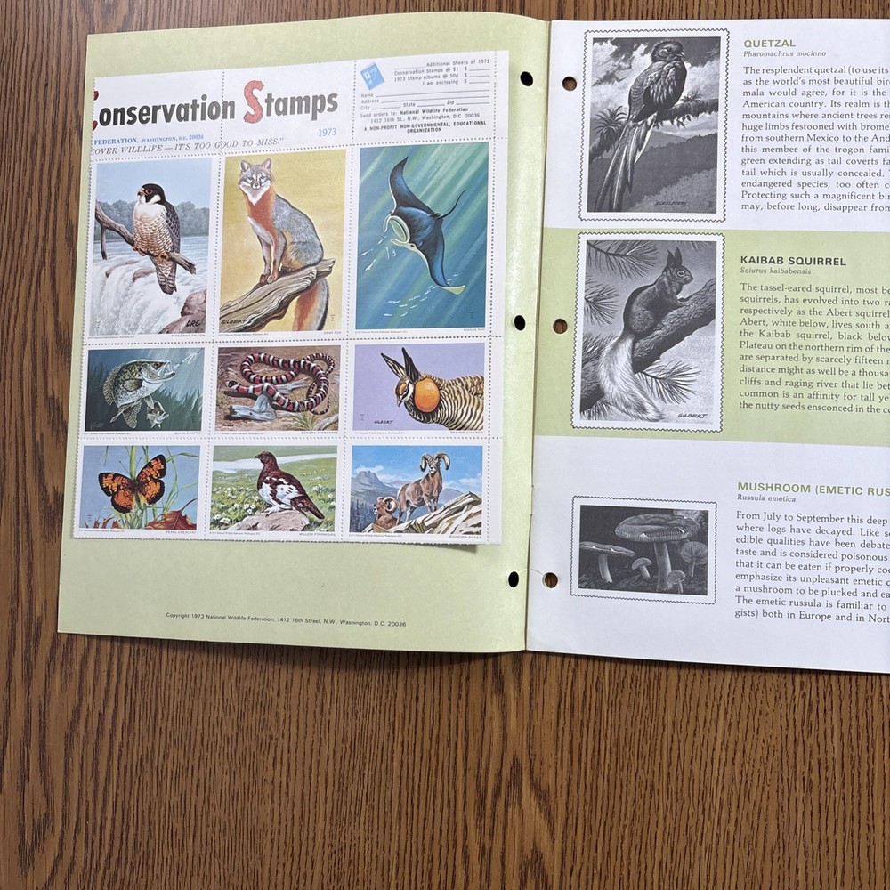 National Wildlife Federation Conservation Stamp Album 1973 Unused Full Stamps
