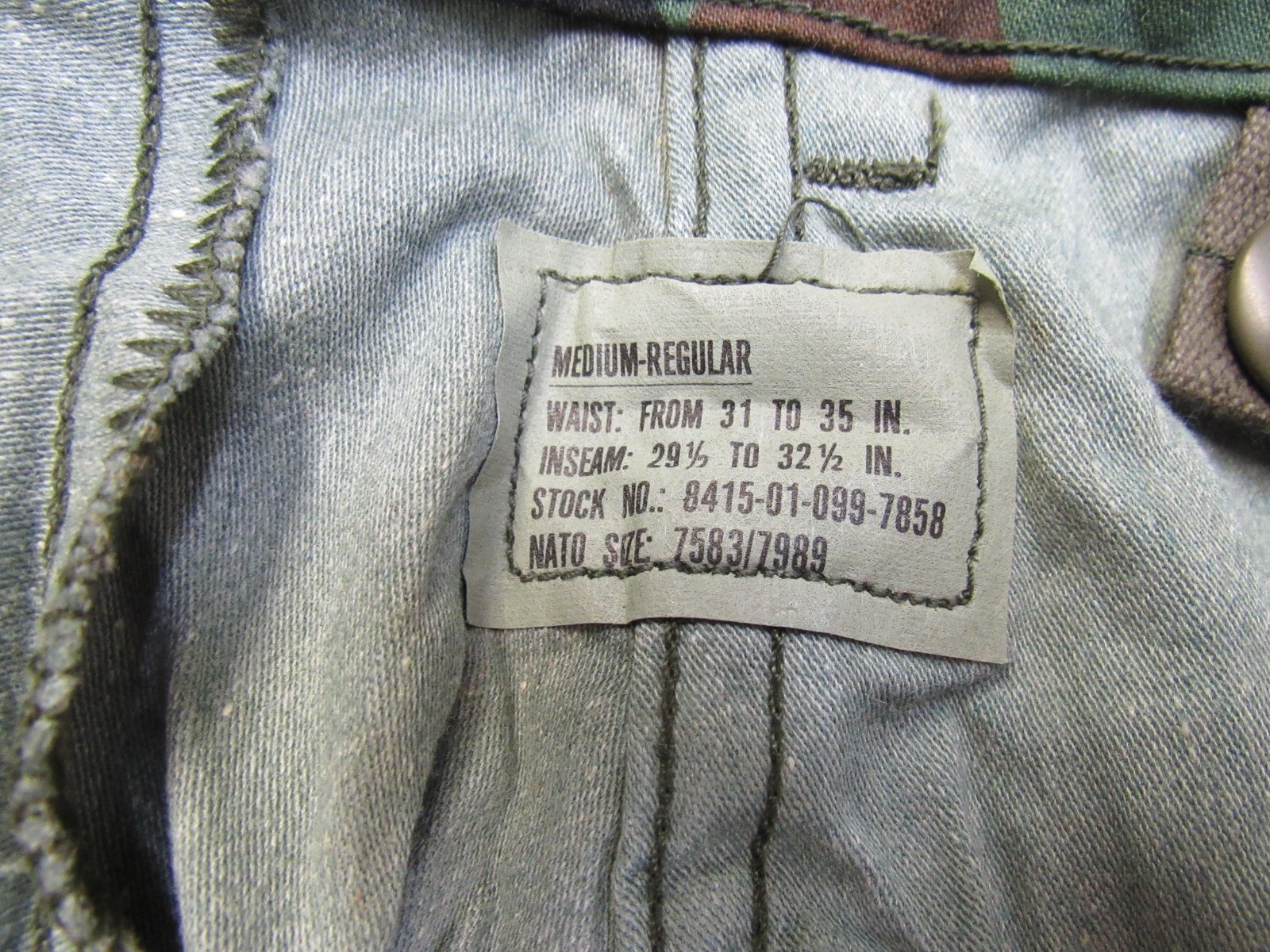 US GI M65 Woodland Camo Field Pants Trousers Medium Regular 1985 NOS