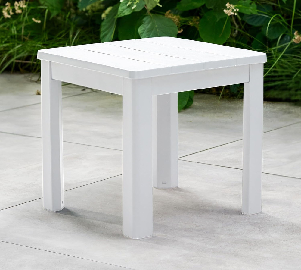 Outdoor Chaise Side Table - White