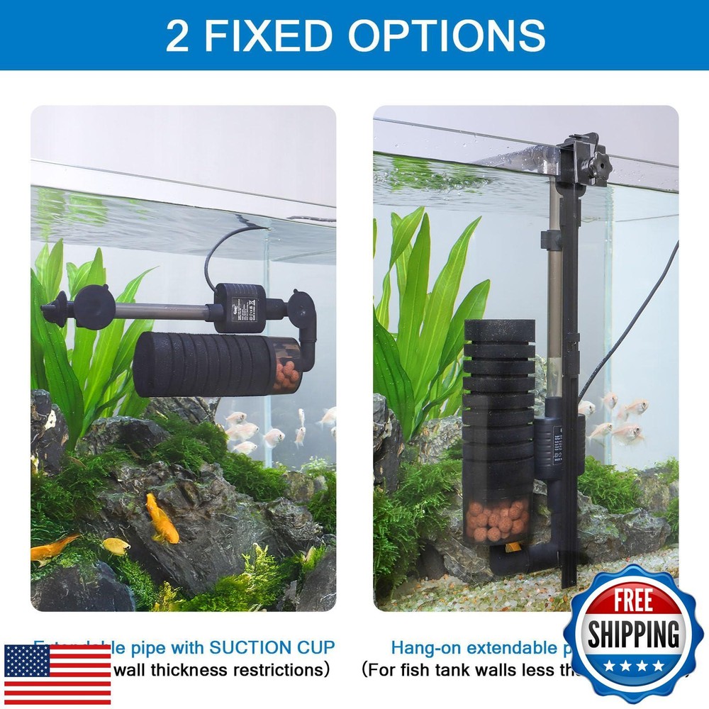 hygger USB Single Sponge Filter, Small Aquarium Filter with Adjustable Hangin