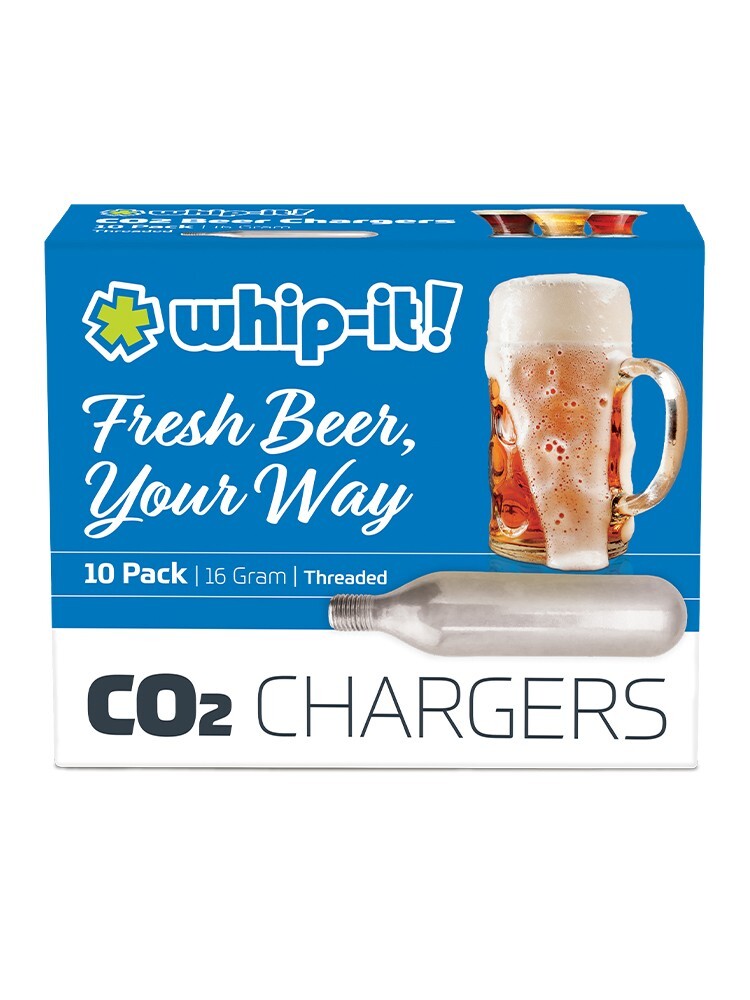 Whip-It! Universal CO2 Chargers, bike tire inflator, BEER 16g Threaded, 50-pack