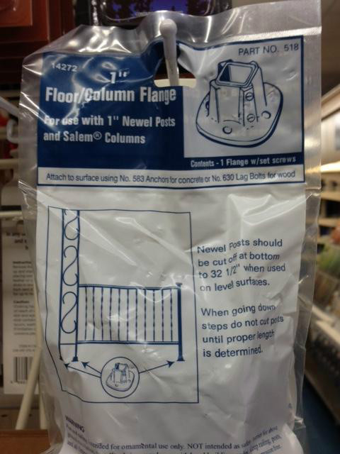 1 " SQUARE RAILING POST FLOOR FLANGE For Black 1" Post (NEW)