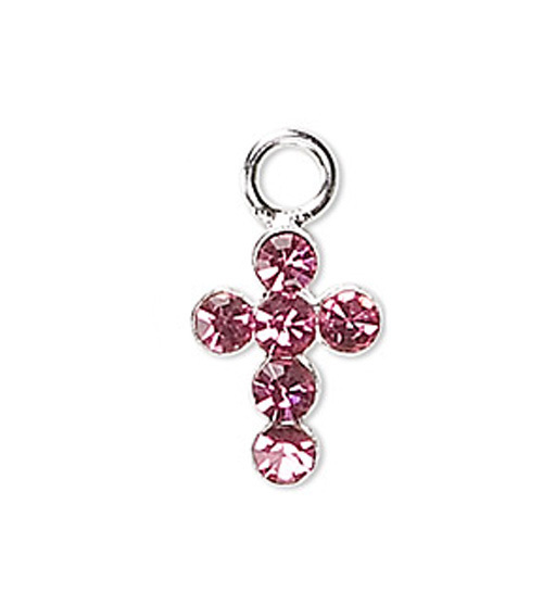 2 Sterling Silver made With Swarovski Crystal Elements Tiny Cross Drops 7 x 5MM