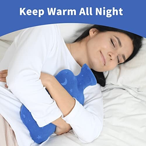 Hot Water Bottle with Soft Cover, 2L Hot Water Bag for Menstrual Cramps, Neck an