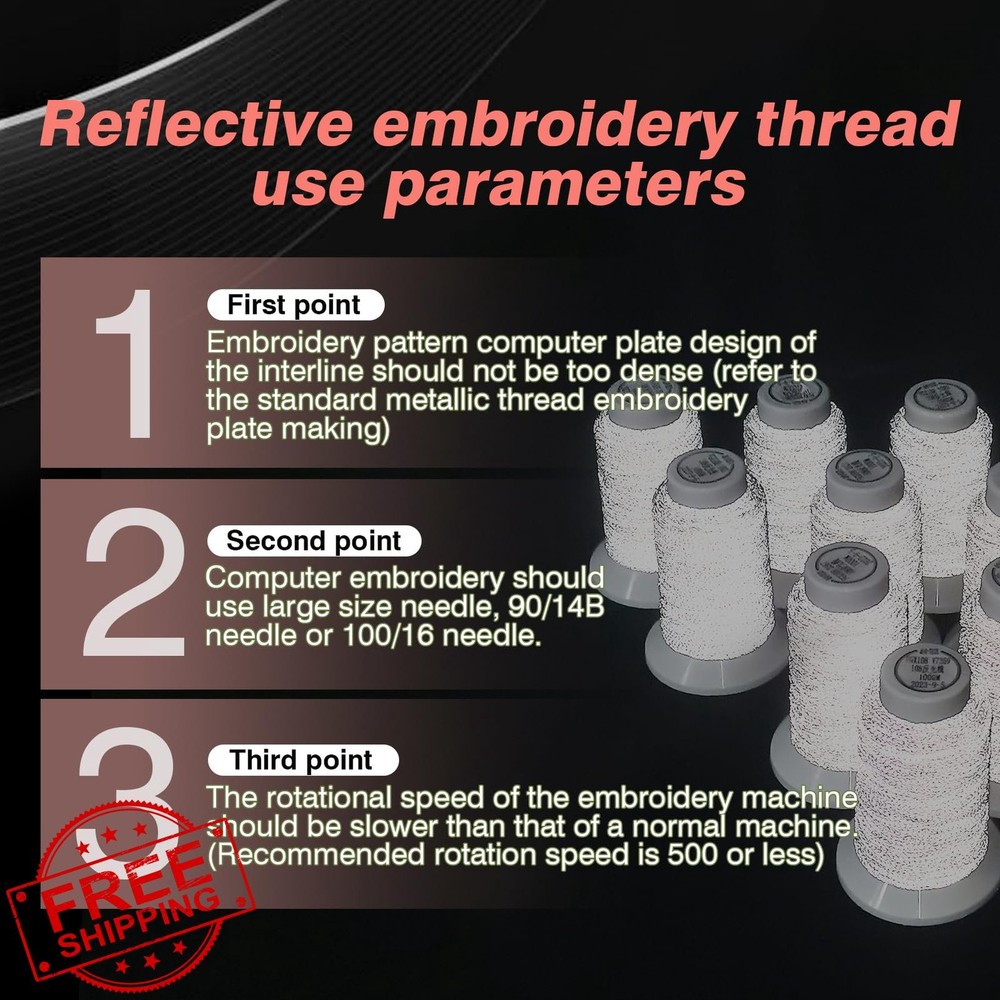 Reflective Embroidery Thread Grey 1000M Polyester Machine Embroidery