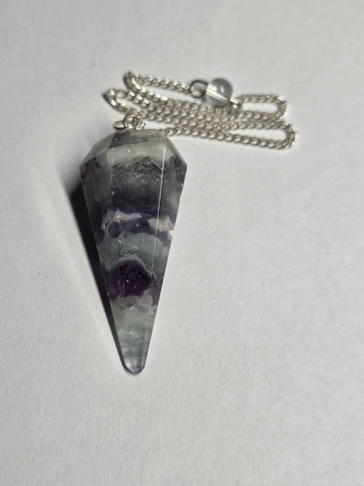 Multi color Flourite Faceted Cone Crystal Dowsing Pendulum Divination Tool
