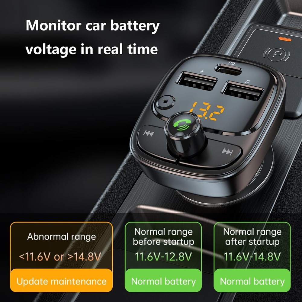 Dual USB Fast Charging Bluetooth FM Transmitter: Perfect for Safe Driving