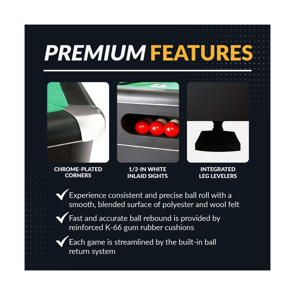 54-in Bumper Pool Table with Reversible Dining Table Top & Ball Return System