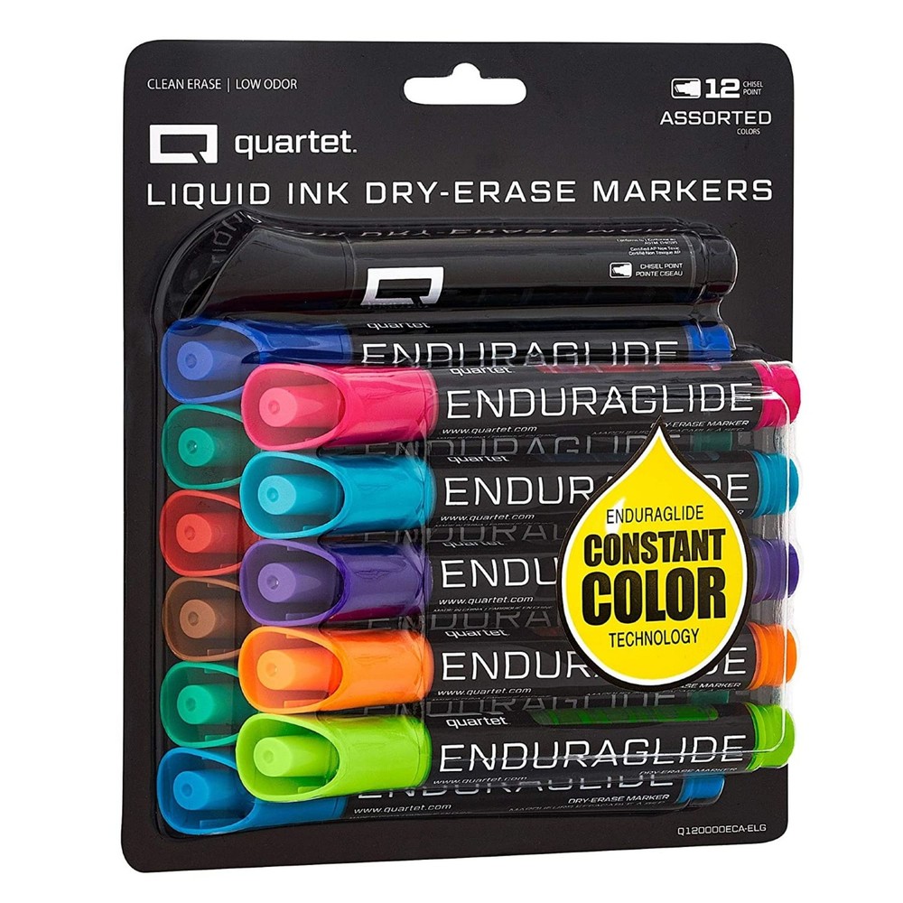 Quartet EnduraGlide Chisel Tip Dry-Erase Markers: Black, Chisel / 12-pack