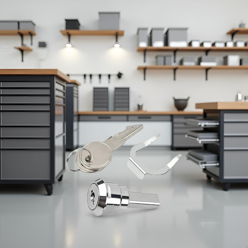 A Set Silver Universal Stainless Toolbox Lock, Lock Iron Cabinet 2