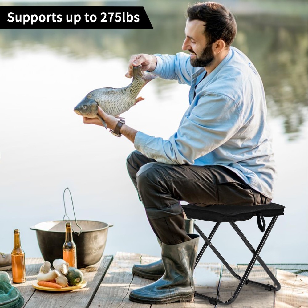 2 Pack Camping Stool 13 Inch Portable Folding Stool for Adults, Lightweight S...