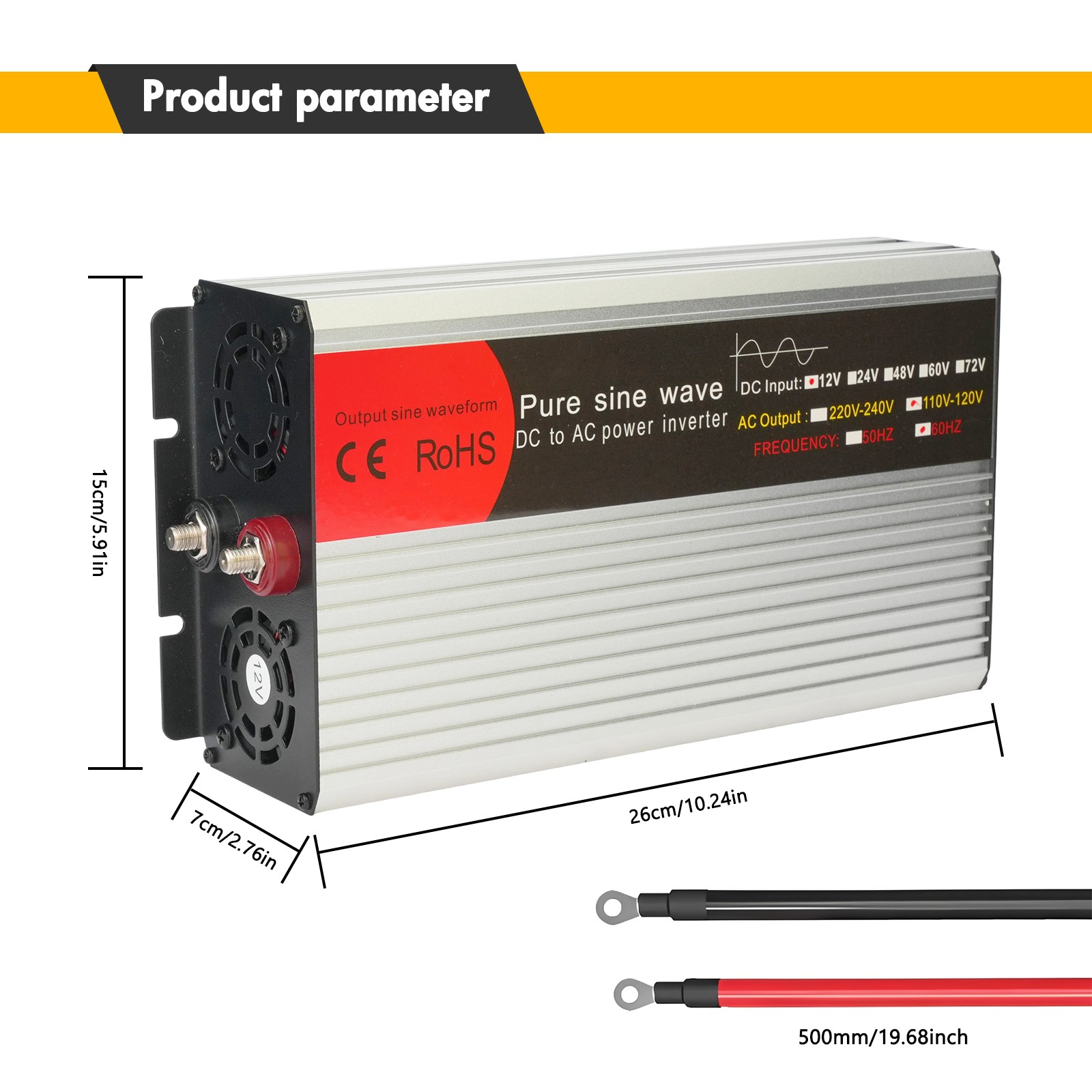 16000W Car Power Inverter 12V DC to 110V AC Pure Sine Wave Converter Transformer