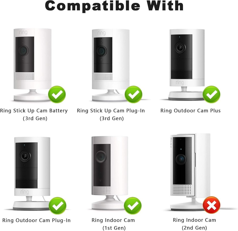 2-Pack Ring Camera Wall Mount - 360° Adjustable Bracket for Indoor & Outdoor Use