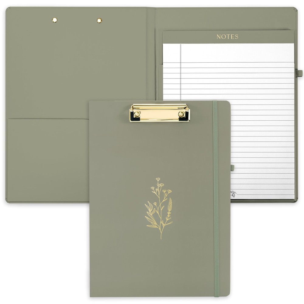 Lined Notepad Folio, Work Clipboard, Supplies, Interior Pocket