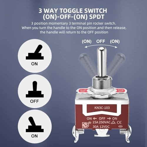 4pcs Waterproof Momentary Toggle Switch 20A-12VCC/10A ON-OFF-ON Momentary