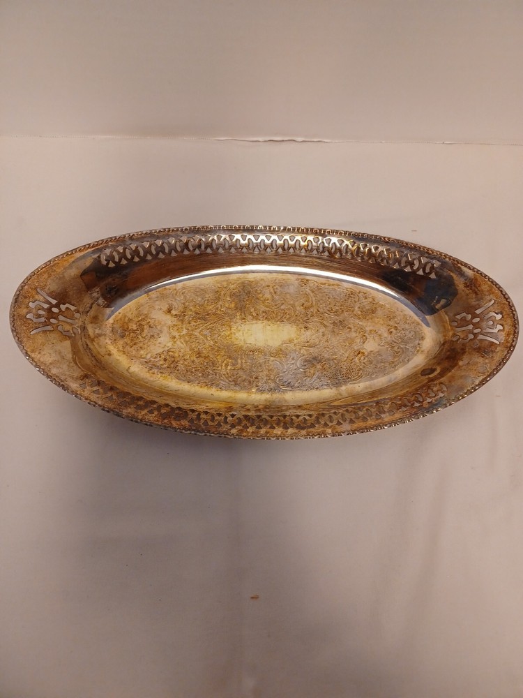 Farmhouse Chic Silverplate 12" Olval Serving Tray Unique Viking EP Copper Canada