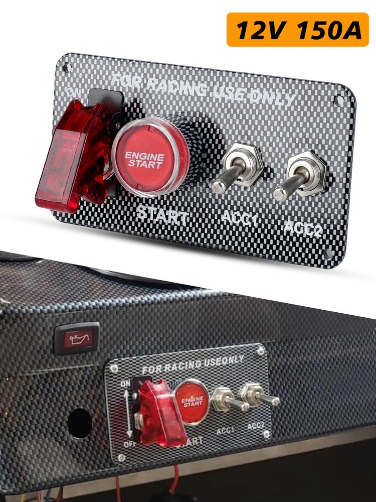 Racing Car Carbon Ignition Button Panel Engine Start Push Carbon Fiber Switch