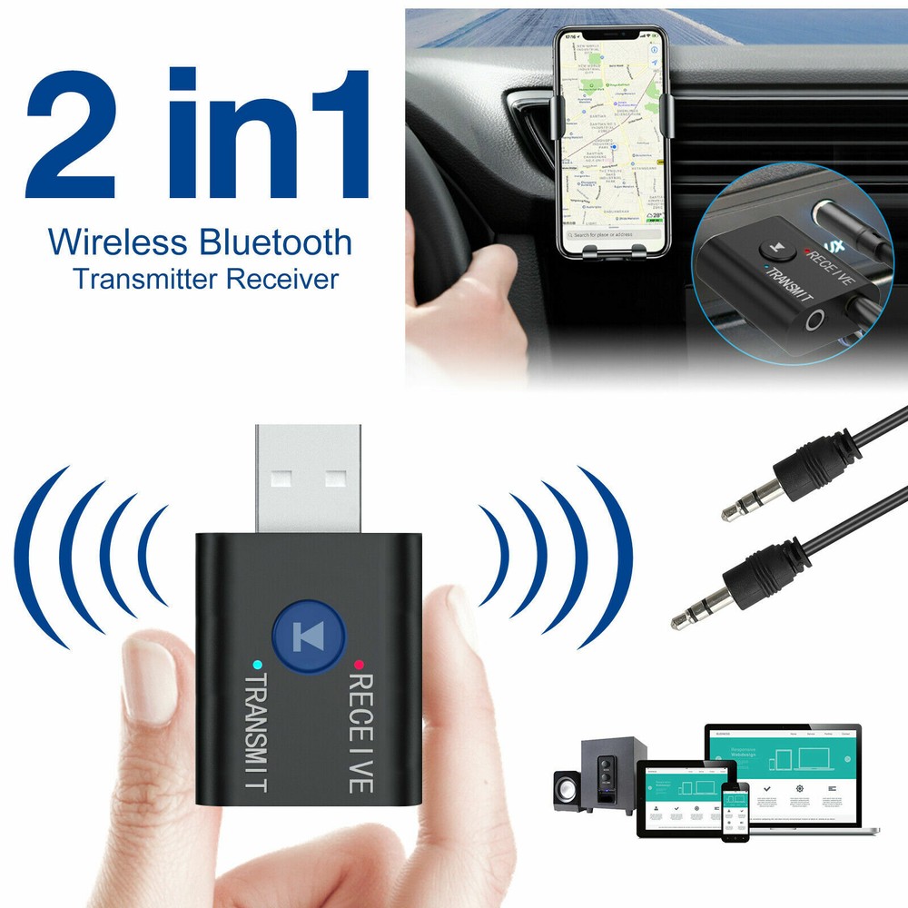 Mini 3.5mm Bluetooth 5.0 Transmitter Receiver TV PC Car USB Audio Stereo Adapter