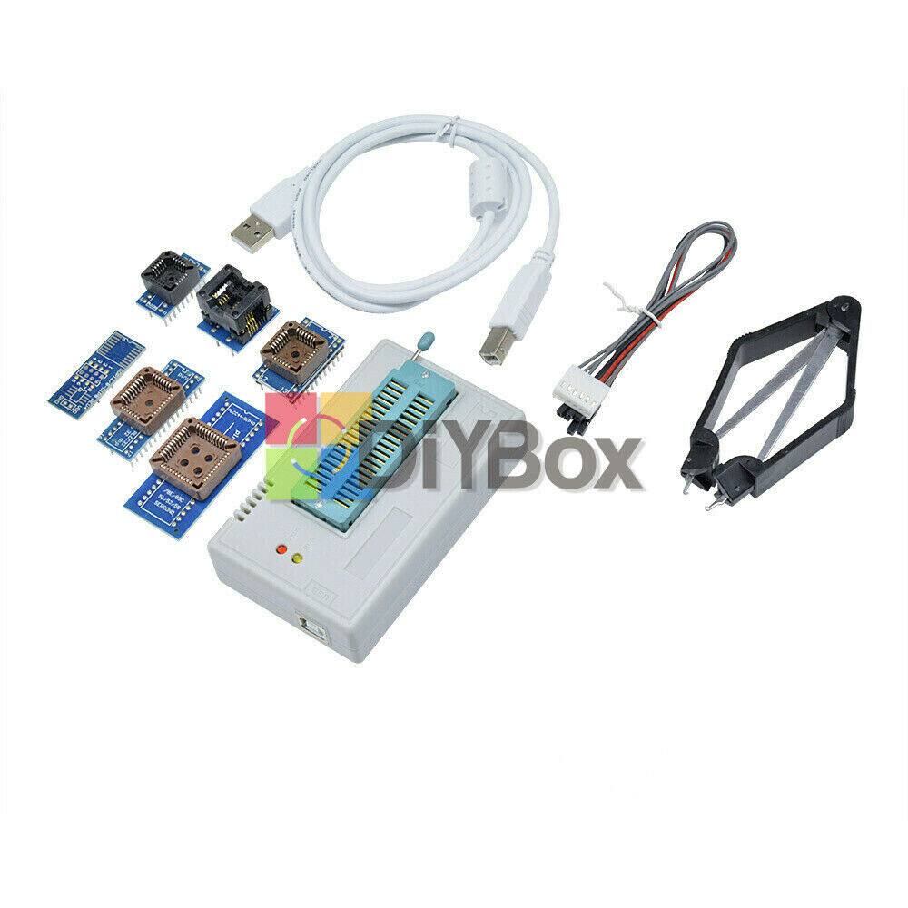 TL866II Plus Programmer USB EPROM BIOS 7 Adapters Socket Extractor for 13000 IC