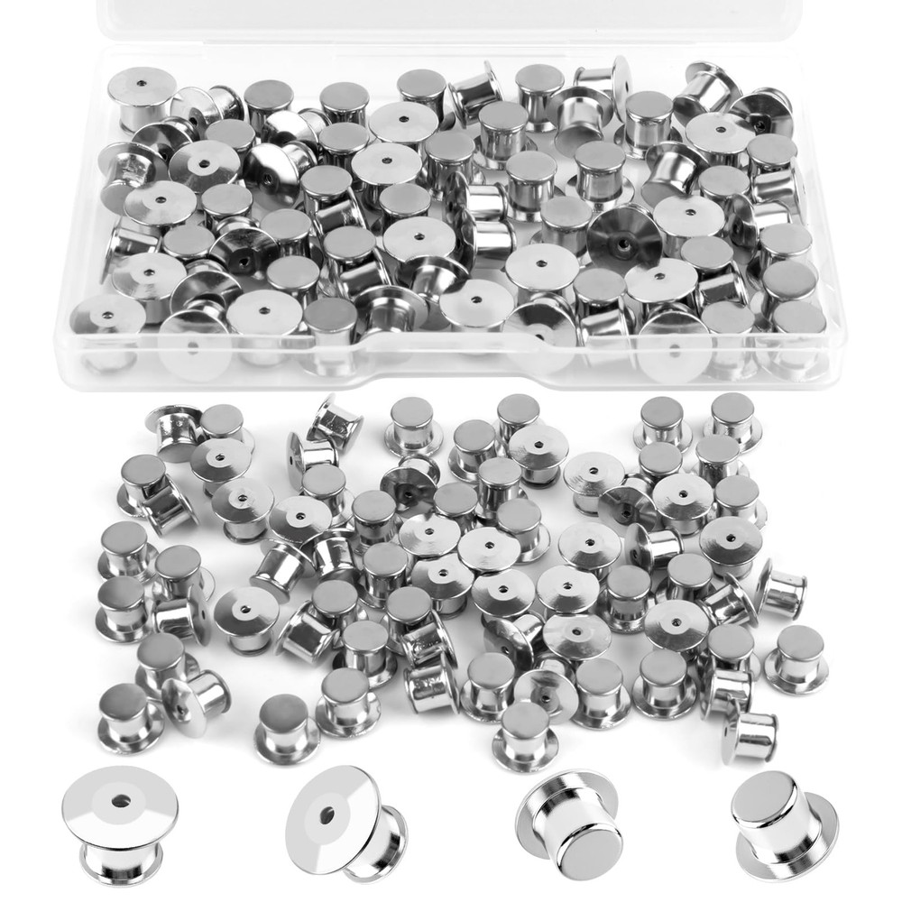 70 PCS Locking Pin Backs, Metal Locks Keeper Clasp for Silver