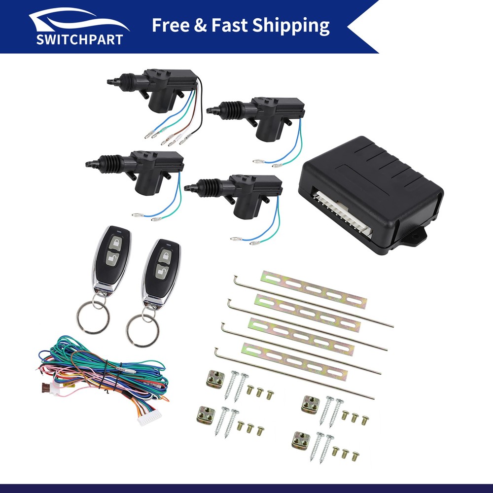 4 Doors Car Central Lock Locking Keyless Entry System Kit with Remotes 12V