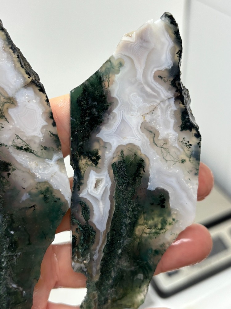 Semi-translucent Moss Agate Slabs Cabbing Lapidary Combo Ship Avail