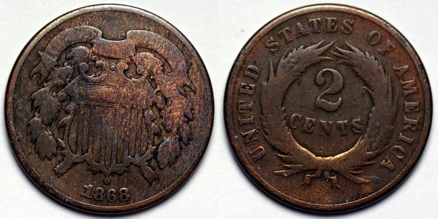 1868  Two  Cent Piece