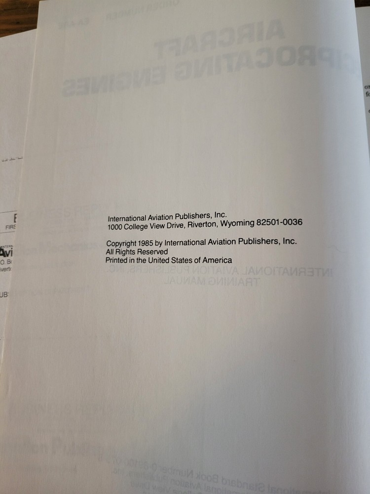 1985 Aircraft Reciprocating Engines Training Manual