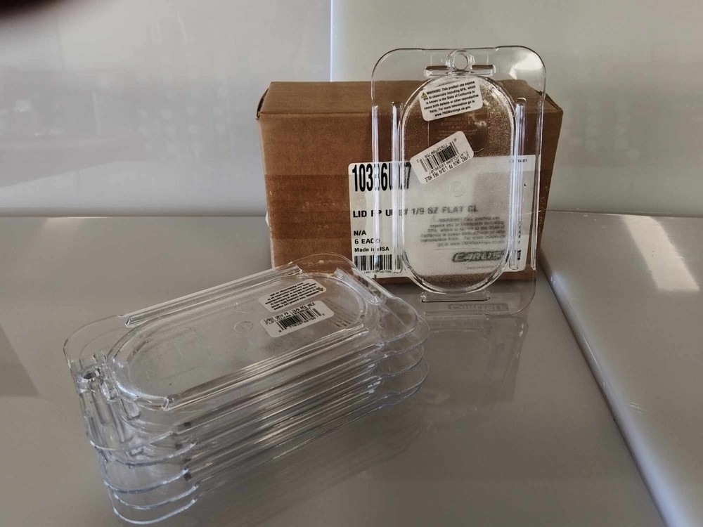 Polycarbonate Flat Universal Lid 1/9 Size - Clear (6 in box)