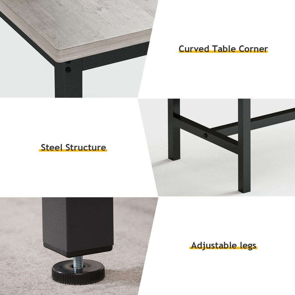 Dining Table Set for 4 with 2 Benches – Space-Saving Kitchen Table Set for Ki...