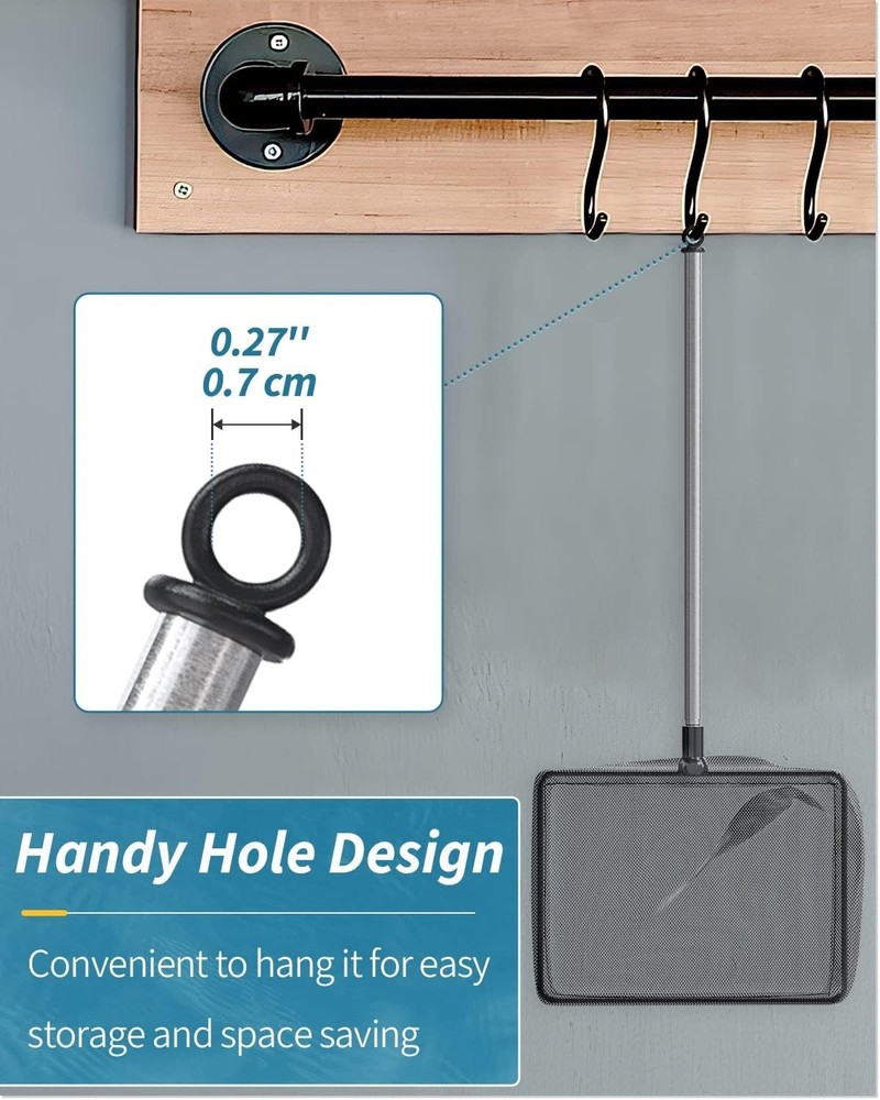 Durable Fish Net with Soft Nylon Mesh & Extendable Handle for Safe Transfers