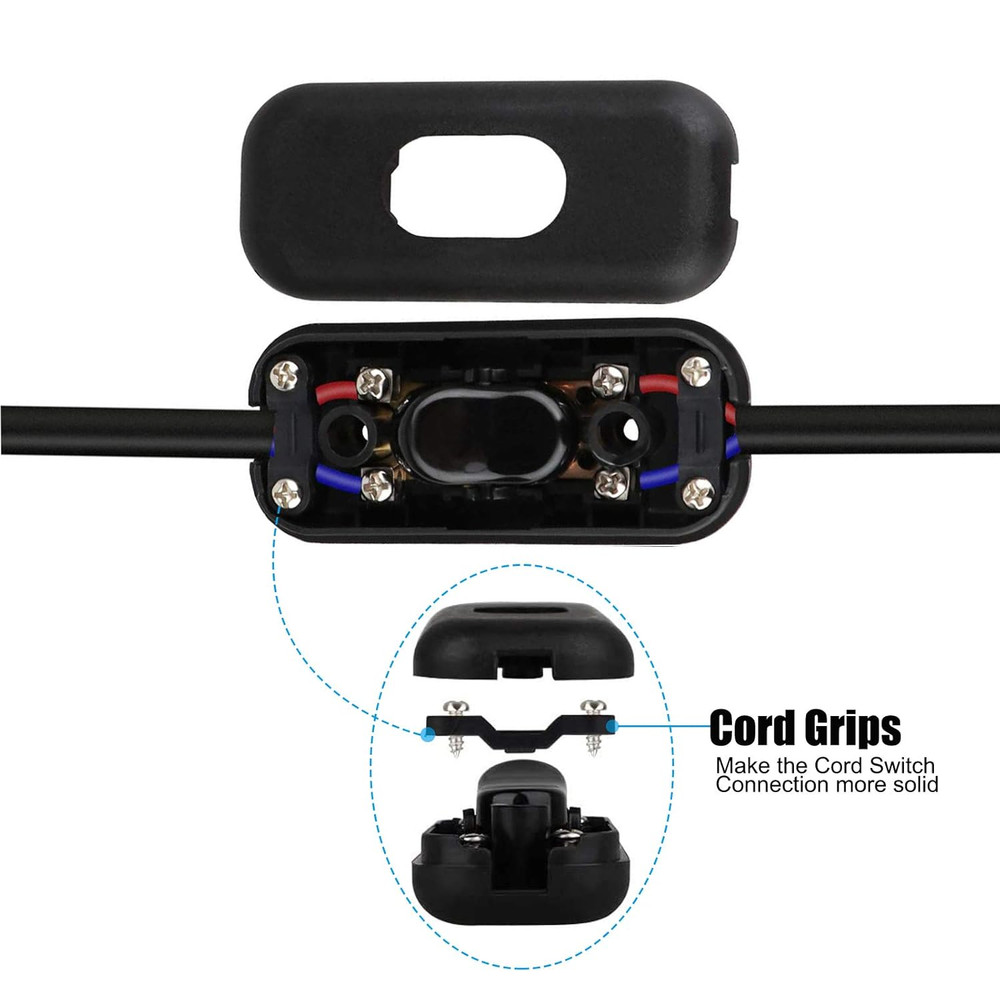 Inline Cord Switch, PLUSPOE 2-Pack On-Off DPST Control Lamp Switch for Bedroom