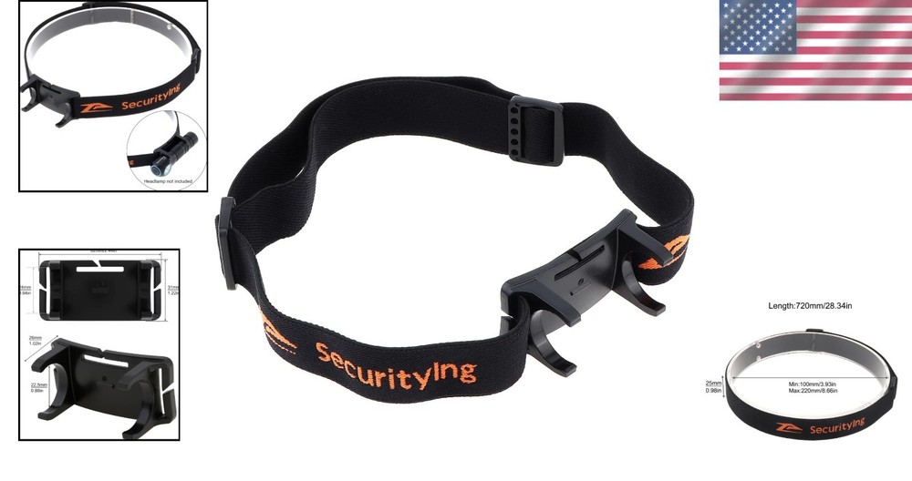 Flexible Headlamp Strap with Bracket for Enhanced Night Visibility - Black