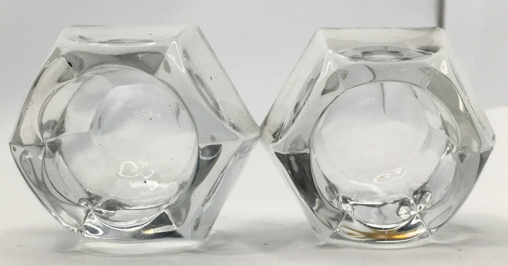 Pair Crystal Fluted Salt Cellars 1.5 Inch